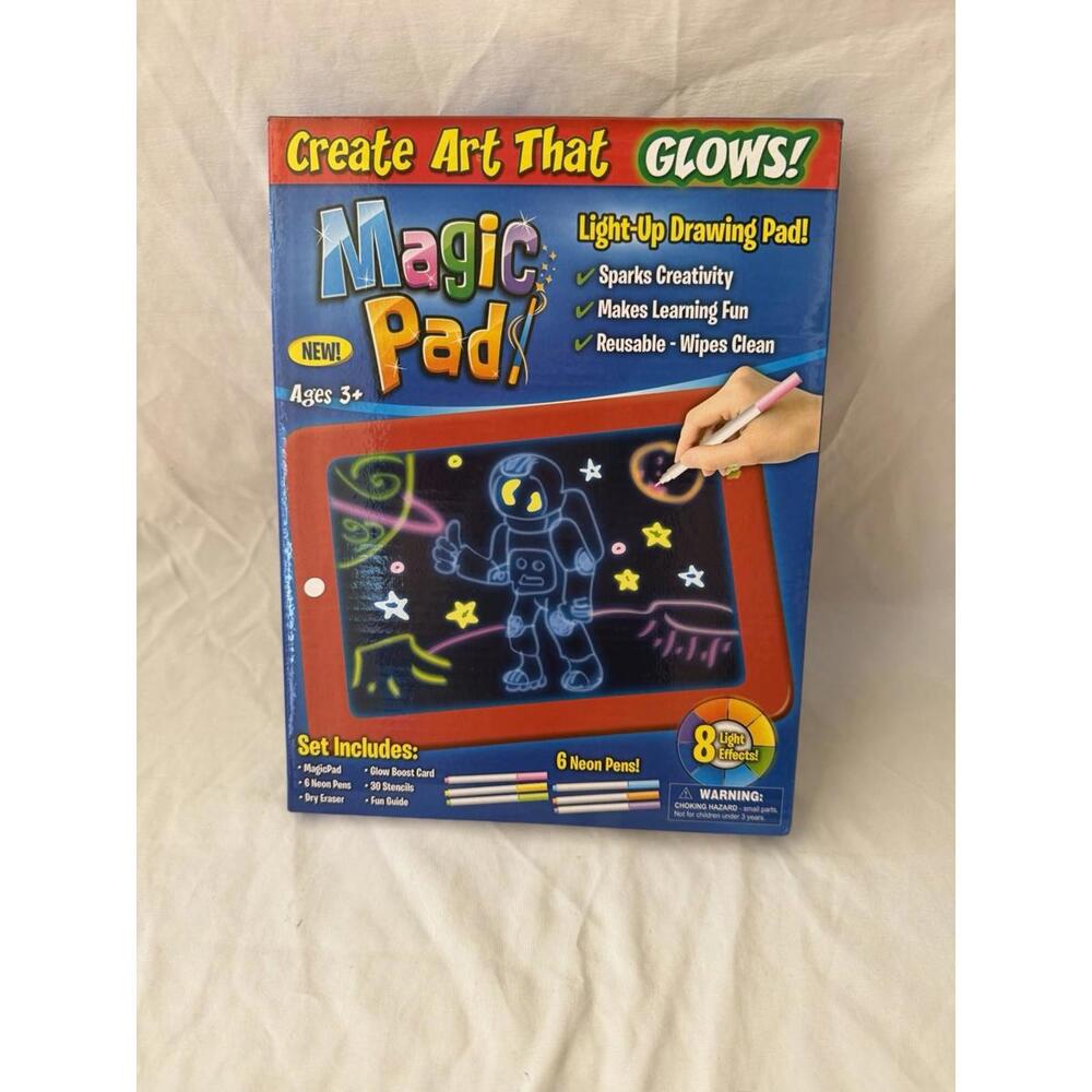 Magic Pad Light-Up Drawing Tablet Kids Art Set w/ Neon Pens Ages 3+